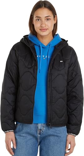 Tommy Hilfiger Damen Gepolsterte Jacken Tjw Quilted Tape Hood Puffer Ext Dw0dw17242, Schwarz (Black), L von Tommy Jeans