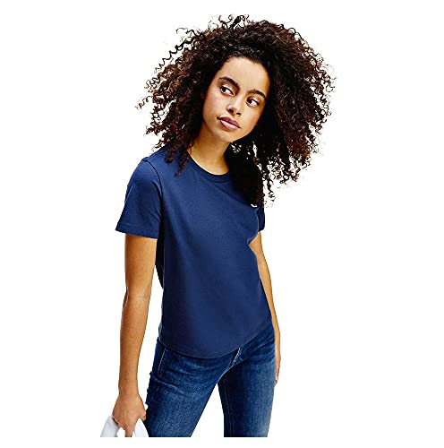 Tommy Jeans Tjw Regular Jersey C Neck Kurzarm Strickoberteile, Damen, Blau (Twilight Navy), S von Tommy Jeans