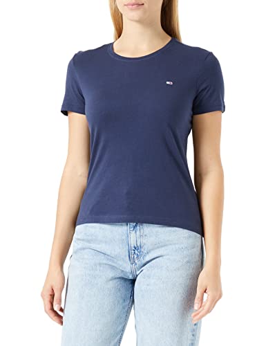 Tommy Jeans Damen T-Shirt Kurzarm TJW Soft Rundhalsausschnitt, Blau (Twilight Navy), XL von Tommy Jeans