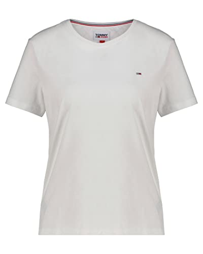 Tommy Jeans Damen T-Shirt Kurzarm TJW Soft Rundhalsausschnitt, Weiß (White), L von Tommy Jeans