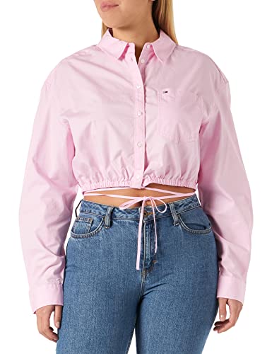 Tommy Jeans Damen TJW TIE Crop Shirt DW0DW14456 Gewebte Oberteile, Rosa, L von Tommy Jeans