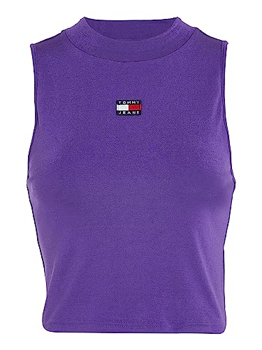 Tommy Jeans Damen Top TJW CRP XS Badge HIGH Neck Tank Collage Purple lila - M von Tommy Hilfiger