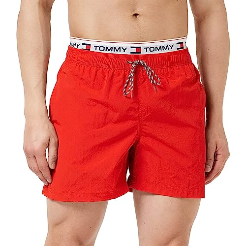 Tommy Jeans Herren Badehose Medium Drawstring Lang, Rot (Deep Crimson), S von Tommy Hilfiger