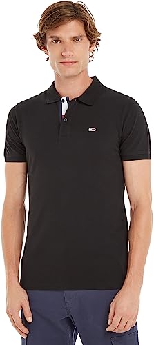 Tommy Jeans Herren Tjm Slim Placket Dm0dm15370 Kurzarm Poloshirts, Schwarz, XS EU von Tommy Jeans