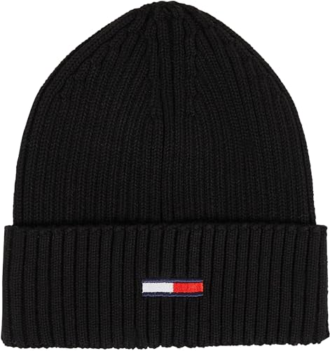 Tommy Jeans Herren Strickmütze Tjm Elongated Flag Beanie Wintermütze, Schwarz (Black), Onesize von Tommy Jeans
