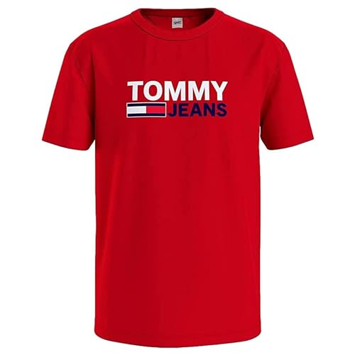 Tommy Jeans Herren T-Shirt Kurzarm TJM Regular Rundhalsausschnitt, Rot (Deep Crimson), S von Tommy Jeans