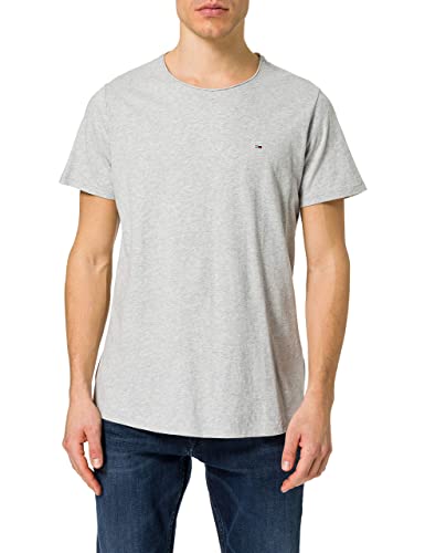 Tommy Jeans Herren T-Shirt Kurzarm TJM Slim Slim Fit, Grau (Light Grey Heather), XS von Tommy Hilfiger
