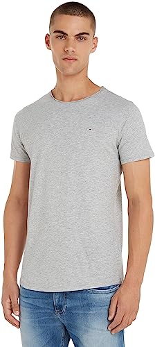 Tommy Jeans Herren T-Shirt Kurzarm TJM Slim Slim Fit, Grau (Light Grey Heather), XXS von Tommy Hilfiger