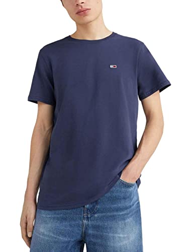 Tommy Jeans Herren T-Shirt Kurzarm TJM Slim Slim Fit, Mehrfarbig (White/Twilight Navy), L von Tommy Jeans