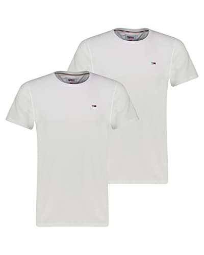 Tommy Jeans Herren T-Shirt Kurzarm TJM Slim Slim Fit, Weiß (White/White), L von Tommy Hilfiger