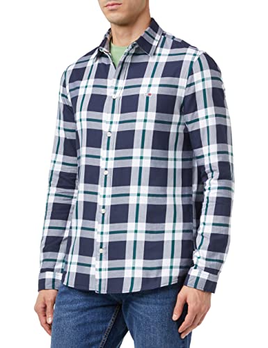 Tommy Jeans Herren TJM Essential Check Shirt DM0DM15112 Hemden, Blau, XS von Tommy Hilfiger