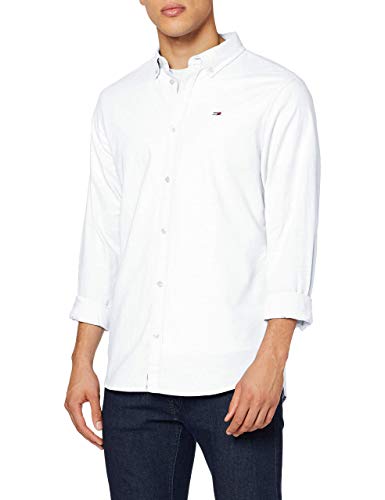 Tommy Jeans Herren TJM Stretch Oxford Shirt Freizeithemd, Classic White, Medium von Tommy Hilfiger