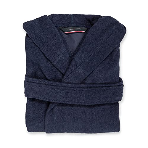 Tommy hilfiger kapuzenbademantel aus marineblauem frottee - m von Tommy Hilfiger