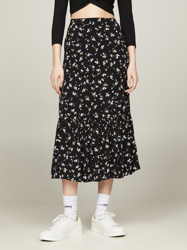 Tommy Jeans Curve A-Linien-Rock TJW FLORAL RUFFLE MIDI SKIRT EXT Webrock Große Größen von Tommy Jeans Curve