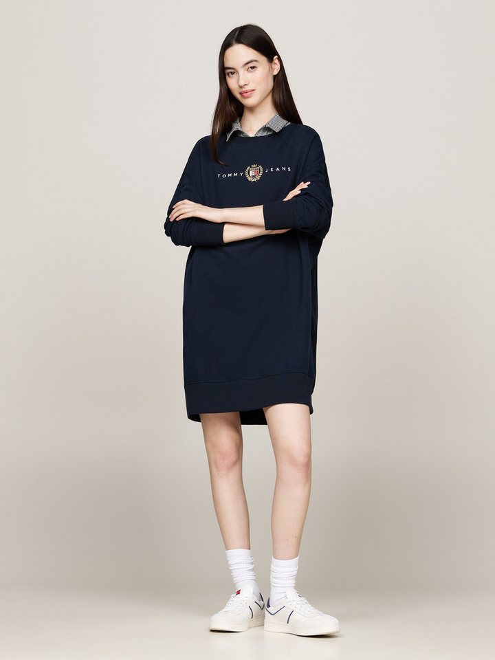 Tommy Jeans Curve Jerseykleid TJW CREST LINEAR CREW DRESS EXT in Großen Größen, Linear Logoschriftzug von Tommy Jeans Curve