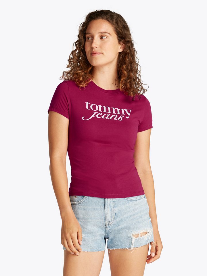 Tommy Jeans Curve Rundhalsshirt Shirt TJW SLIM ESSENTIAL in Großen Größen, Logo-Print auf Brusthöhe, mit Logostickerei von Tommy Jeans Curve