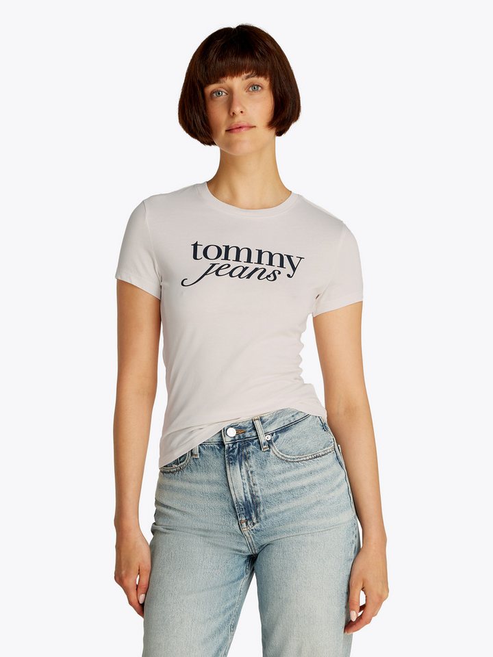 Tommy Jeans Curve Rundhalsshirt Shirt TJW SLIM ESSENTIAL in Großen Größen, Logo-Print auf Brusthöhe, mit Logostickerei von Tommy Jeans Curve