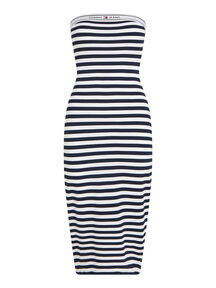 Damen Sommerkleid TJW LOGO TAPE STRIPE TUBE DRESS schulterfrei von Tommy Jeans