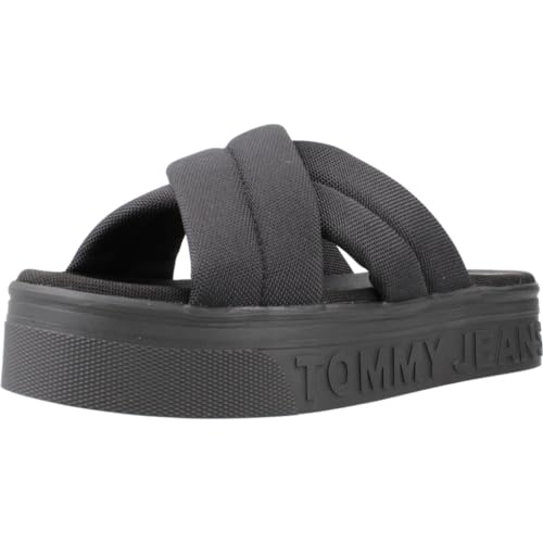 Tommy Jeans Damen Sandalen Lettering Flatform Sandal Sommer, Schwarz (Black), 37 von Tommy Jeans