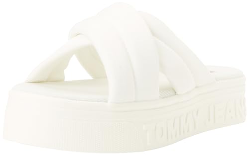 Tommy Jeans Damen Sandalen Lettering Flatform Sandal Sommer, Weiß (Ecru), 41 von Tommy Jeans