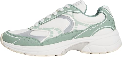 TOMMY JEANS Damen Runner Sneaker Archive '25 Klobig, Mehrfarbig (Ecru/Dusty Fern), 42 von Tommy Jeans
