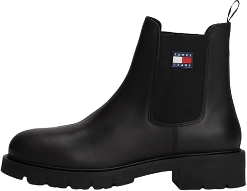 TOMMY JEANS Damen Tjw Chelsea Leather Boot En0En02825 Niedrige Stiefel, Black (Black), 38 EU von Tommy Jeans