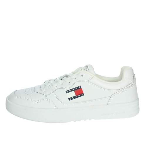 TOMMY JEANS Herren Cupsole Sneaker Essential aus Leder, Weiß (White), 40 von Tommy Jeans