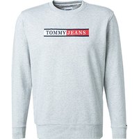 TOMMY JEANS Herren Sweatshirt grau Baumwolle Logo und Motiv von Tommy Jeans