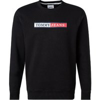 TOMMY JEANS Herren Sweatshirt schwarz Baumwolle Logo und Motiv von Tommy Jeans