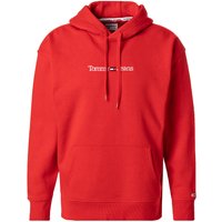 TOMMY JEANS Herren Hoodie rot Baumwolle unifarben von Tommy Jeans