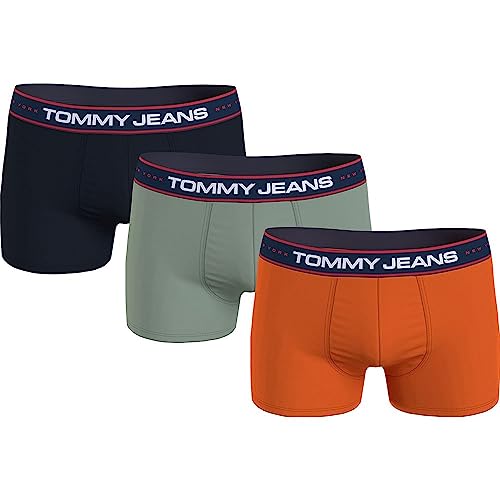 Tommy Hilfiger Herren 3P Trunk 968 Retroshorts, Dsrt Sky/Faded Olive/Bonf Orange, XL von Tommy Jeans