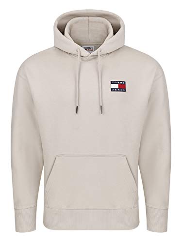 Tommy Hilfiger Herren Kapuzenpullover Badge Hoodie - Regular Fit Fit S M L XL XXL Beige Grau Blau Schwarz 100% Baumwolle, Größe:S, Farbe:Soft Beige (ABM) von Tommy Jeans