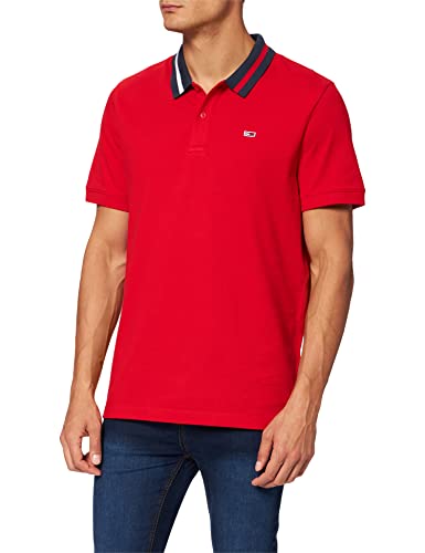 Tommy Hilfiger Herren TJM Flag Neck Polo Polohemd, Deep Crimson, M von Tommy Jeans