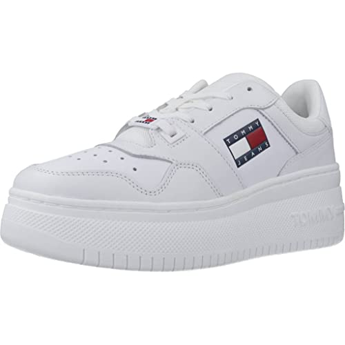 Tommy Hilfiger Jeans Sneaker Retro Basket Flatf Weiß 38 von Tommy Jeans