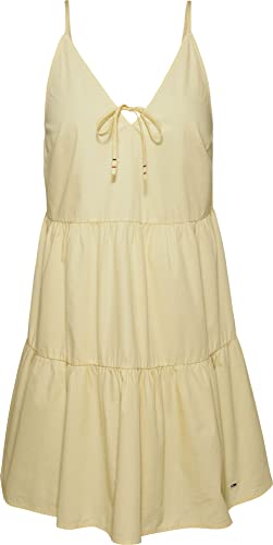 Tommy Hilfiger Kleid Poplin Tiered Strappy, Gelb (Lemon Zest), Medium von Tommy Jeans