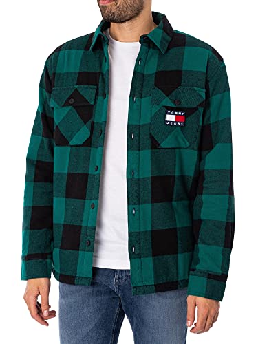 Tommy Hilfiger TJM SHERPA FLANNEL OVERSHIRT, grün(logreen (6)), Gr. L von Tommy Jeans