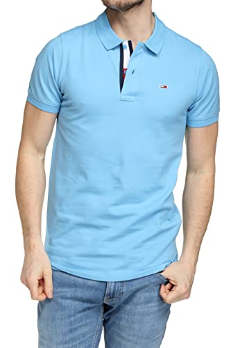 Tommy Jeans Herren Poloshirt TJM Slim Placket Polo Skysail hellblau - XL von Tommy Hilfiger