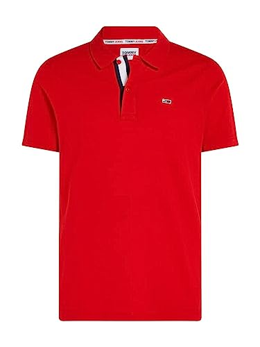 Tommy Jeans Herren Poloshirt Placket Polo rot (74) XL von Tommy Jeans