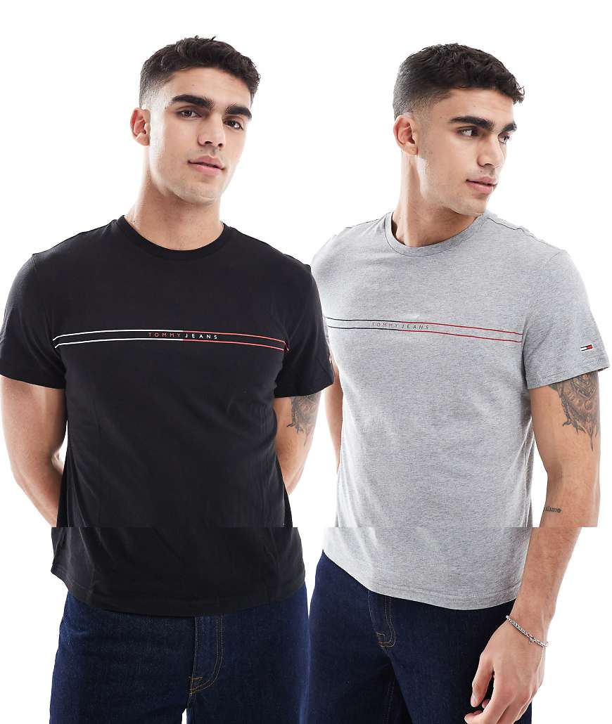 Tommy Jeans - 2er-Pack T-Shirts in verschiedenen Farben/Schwarz mit schmalem Schnitt und Logo-Bunt Tommy Jeans - 2er-Pack T-Shirts in verschiedenen Farben/Schwarz mit schmalem Schnitt und Logo-Bunt von Tommy Jeans