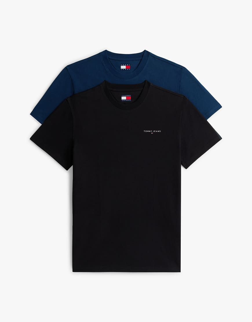Tommy Jeans - 2er-Pack schmal geschnittene Jersey-T-Shirts in verschiedenen Farben mit linearem Logo-Bunt von Tommy Jeans