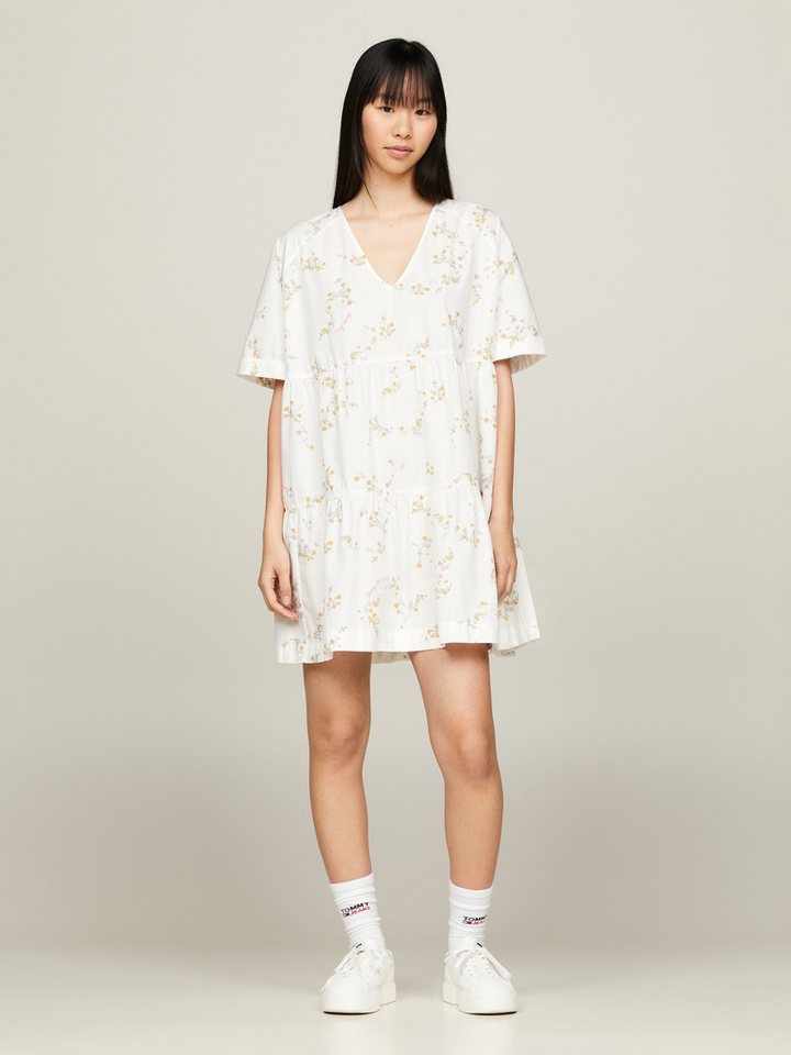 Tommy Jeans Blusenkleid TJW POPLIN A-LINE SS DRESS EXT mit V-Ausschnitt von Tommy Jeans
