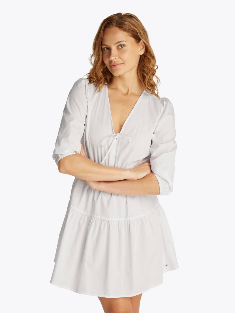 Tommy Jeans Blusenkleid "TJW POPLIN TIERED MINI DRESS EXT" mit Bindeband von Tommy Jeans