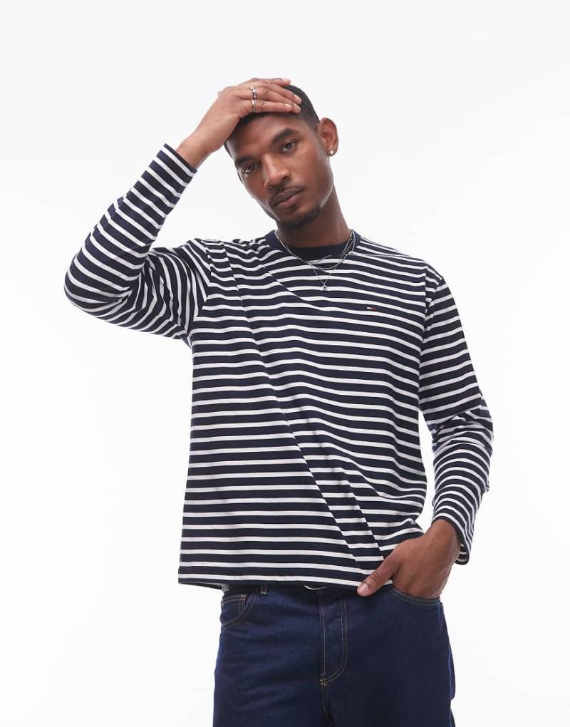 Tommy Jeans - Bretton - Langärmliges T-Shirt in Marineblau gestreift von Tommy Jeans