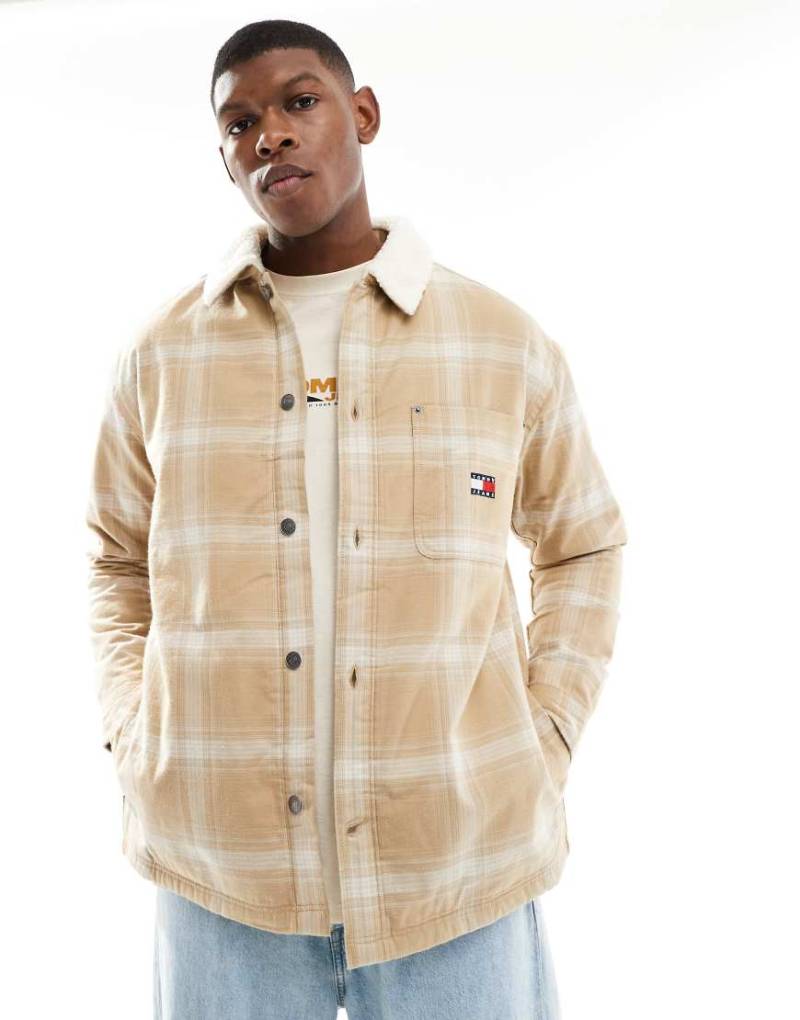 Tommy Jeans - Bunte Hemdjacke mit lockerem Schnitt und Teddyfell-Kragen-Neutral von Tommy Jeans