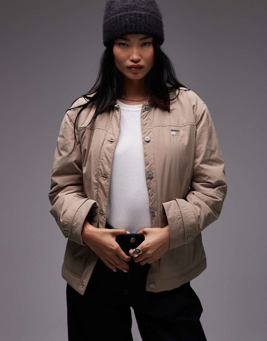 Tommy Jeans - Chore-Jacke in Beige mit Cordkragen-Neutral Tommy Jeans - Chore-Jacke in Beige mit Cordkragen-Neutral von Tommy Jeans