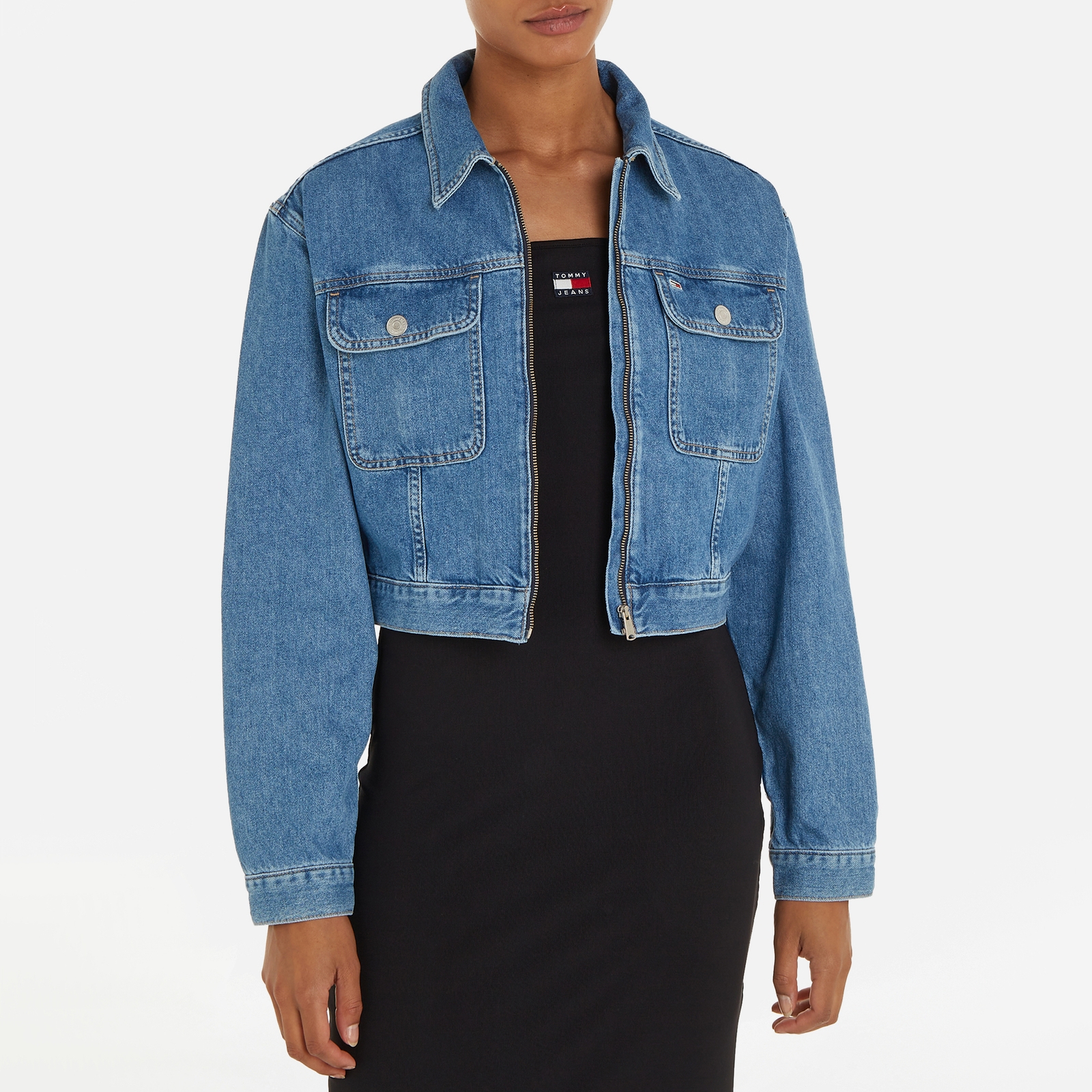 Tommy Jeans Claire Cropped Denim Jacket - L von Tommy Jeans