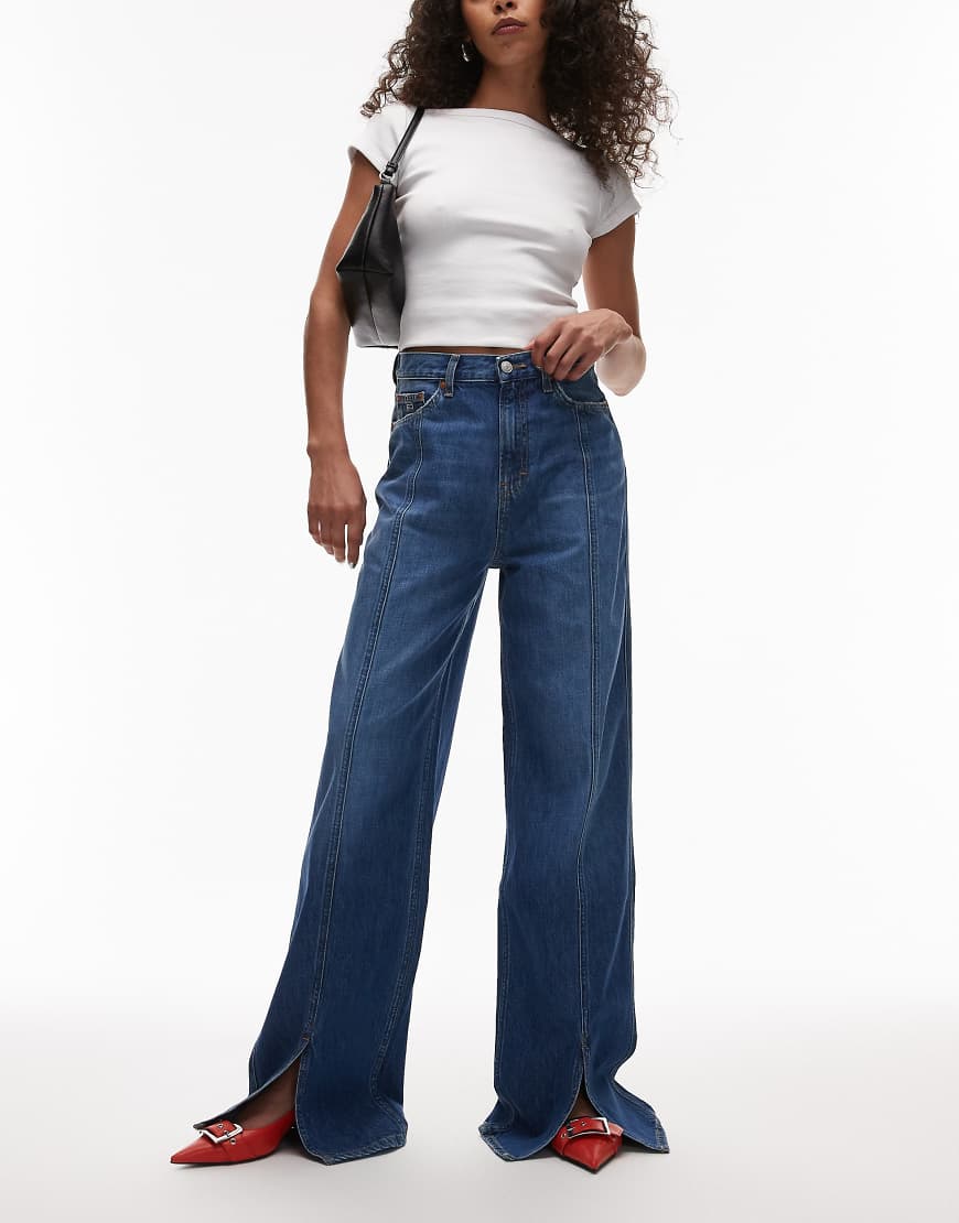 Tommy Jeans - Claire - Jeans in mittlerer Waschung mit hohem Bund und Naht vorne-Blau von Tommy Jeans