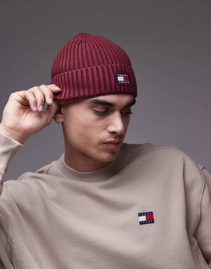 Tommy Jeans - Core - Beanie in Burgunderrot von Tommy Jeans