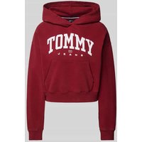 Tommy Jeans Cropped Hoodie mit Label-Print Modell 'VARSITY' in Bordeaux, Größe M von Tommy Jeans