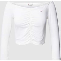 Tommy Jeans Cropped Longsleeve mit Label-Stitching in Weiss, Größe M von Tommy Jeans